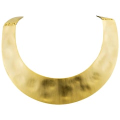 Kenneth Lane Gold Tone Hammered Flat Choker, 1970s