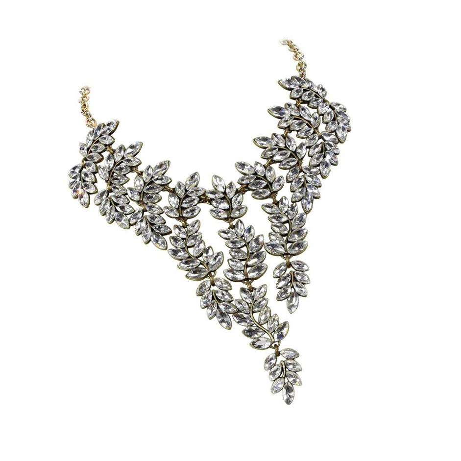 Modernist Designer Kenneth Lane KJL Swarovski Sparkling Crystal Bib Necklace