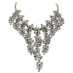 Vintage Designer Kenneth Lane KJL Swarovski Sparkling Crystal Bib Necklace