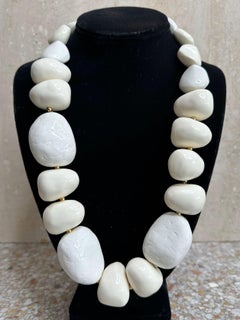 Kenneth Lane Monumental White Stone Necklace
