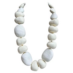 Kenneth Lane Monumental White Stone Necklace