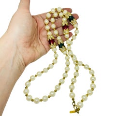 KENNETH LANE signed vintage glass pearls jewel massive beaded designer necklace