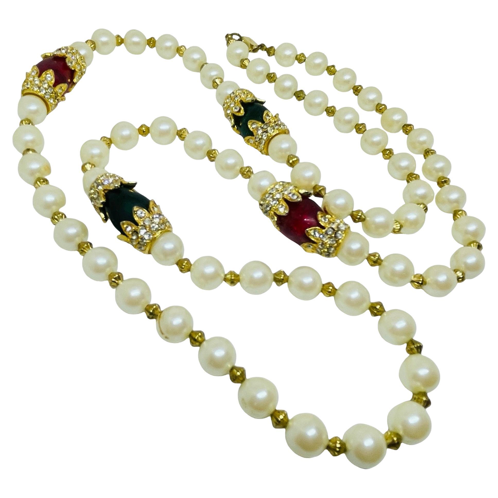 Pre-owned Kenneth Jay Lane Kenneth Lane Signed Vintage Glass Pearls Jewel Massive Beaded Designer Necklace In Multi