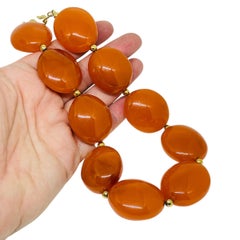 KENNETH LANE signed vintage massive amber resin beaded designer necklace