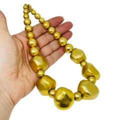 KENNETH LANE signed vintage matte gold tone massive heavy designer necklace
