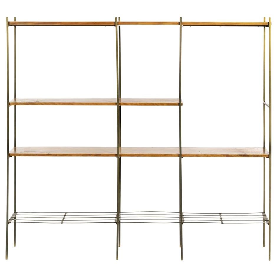 Kenneth Lind Mid-Century Wood & Metal Room Divider, circa 1950s