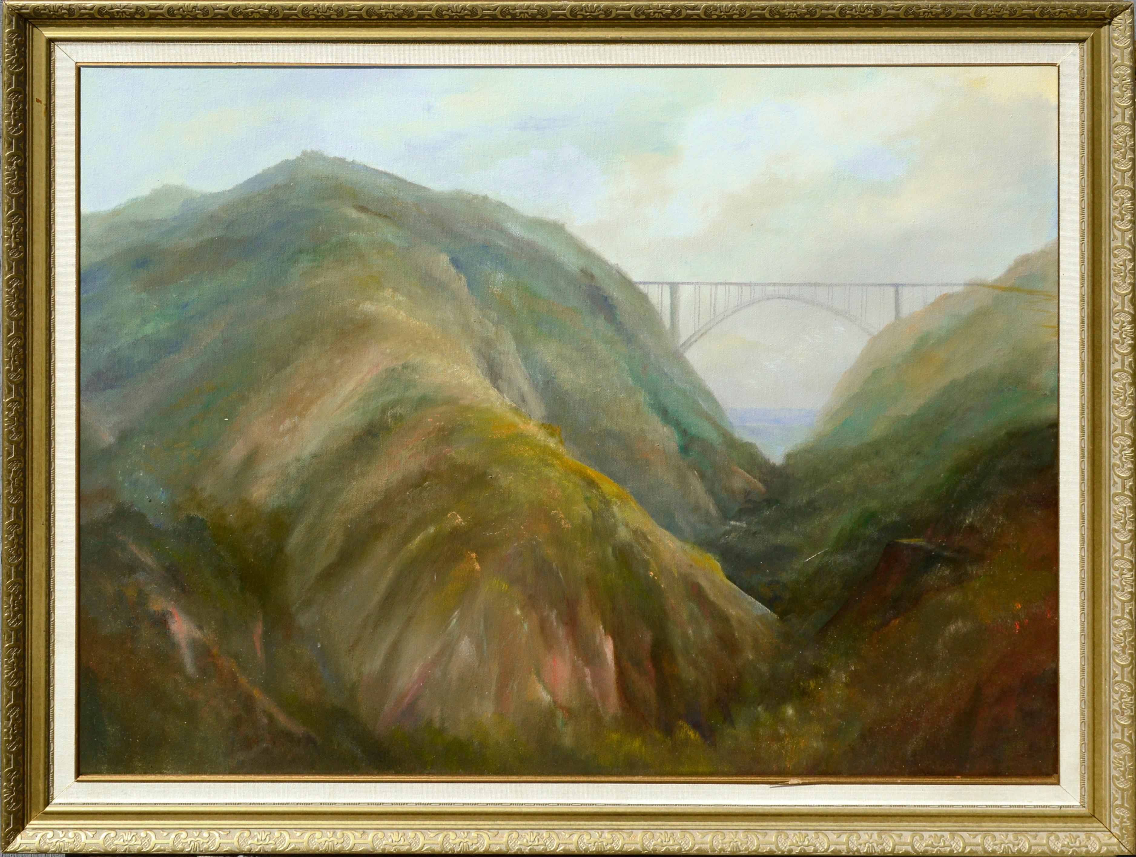 Kenneth Lucas Landscape Painting - Bixby Creek Bridge at Big Sur California Landscape in oil on Artists on Canvas 