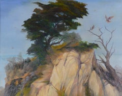 Cyprès de Monterey Paysage de Point Lobos avec buse à queue rousse