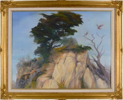 Monterey Cypress Point Lobos Landscape with Red Tailed Hawk