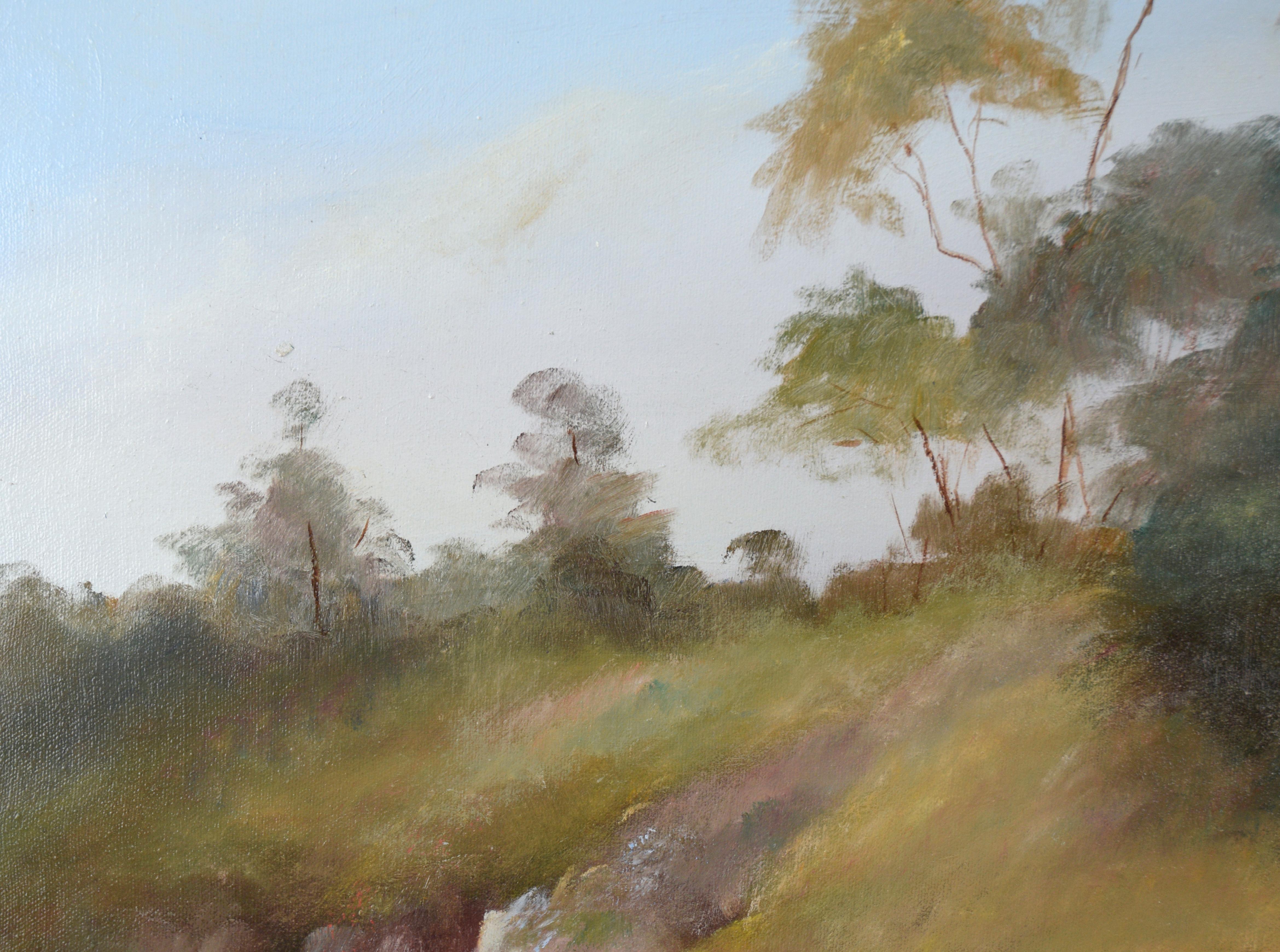 Trees at the Top of the Hill - California Coastal Landscape in Oil on Canvas For Sale 2