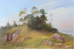Vintage Trees at the Top of the Hill - California Coastal Landscape in Oil on Canvas
