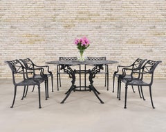 Kenneth Lynch Style Star and Dolphin Garden Table and Six Chairs