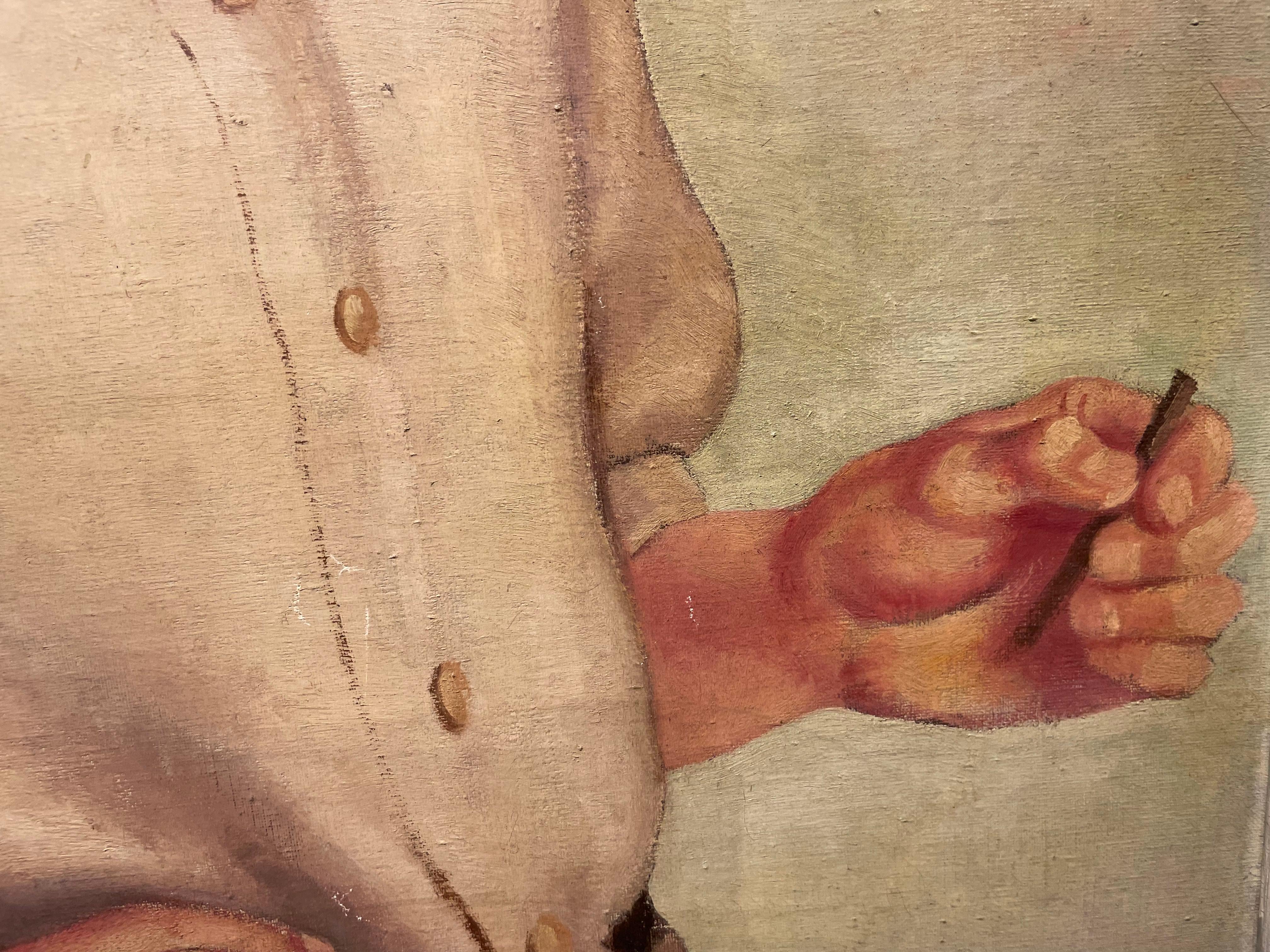 Self Portrait of the Artist, Early 20th Century Oil Painting, Cleveland Artist For Sale 7