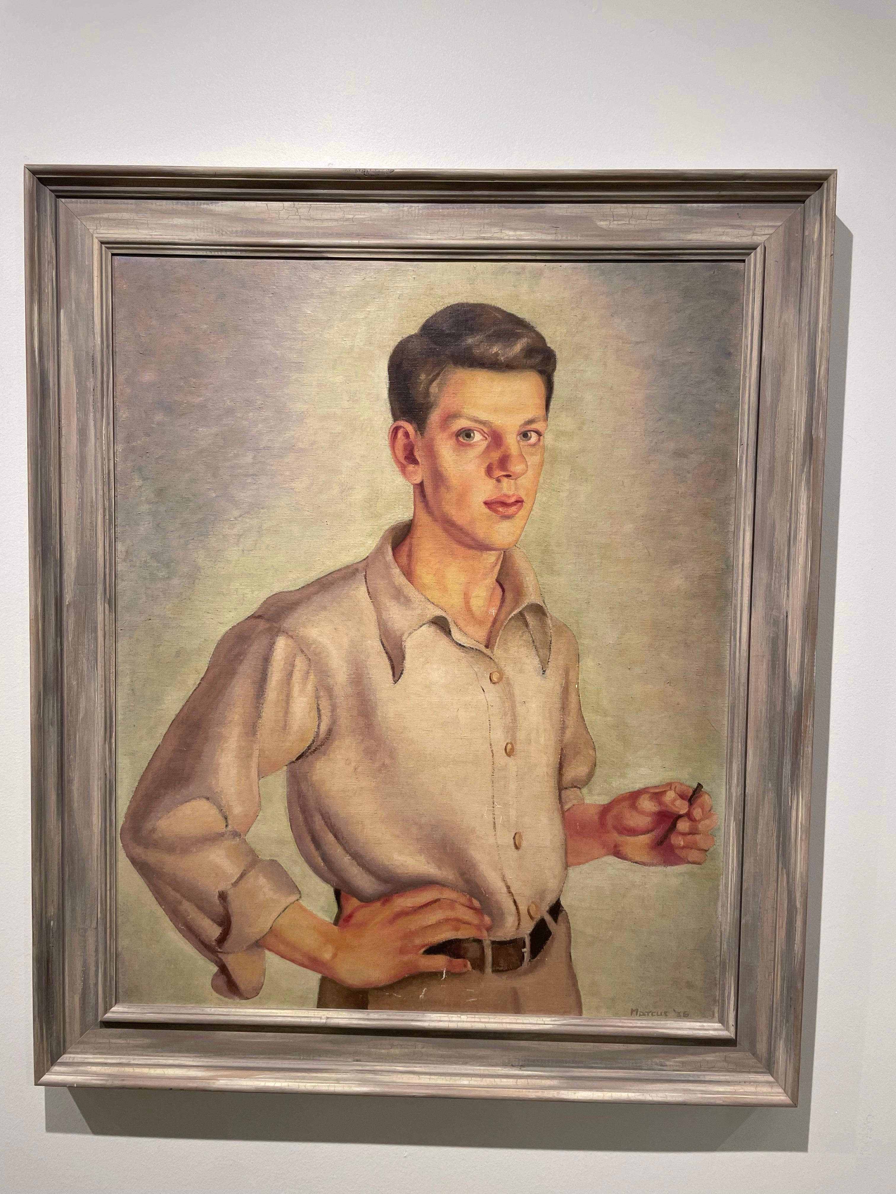 Self Portrait of the Artist, Early 20th Century Oil Painting, Cleveland Artist For Sale 4