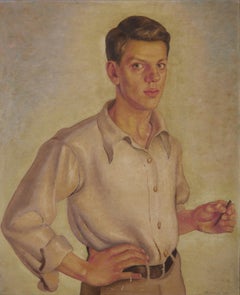 Self Portrait of the Artist, Early 20th Century Oil Painting, Cleveland Artist