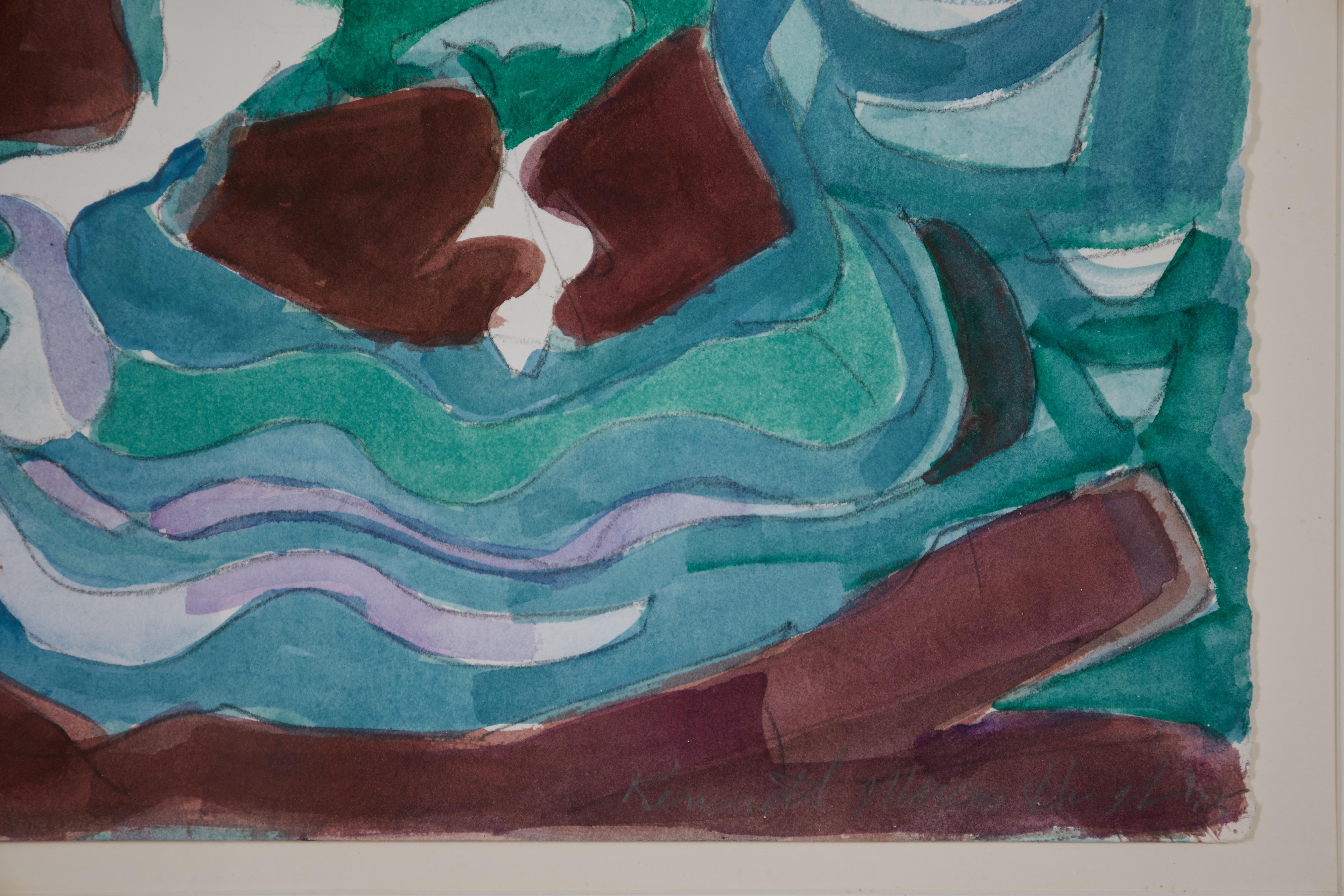 Small Craft Advisory, 20th Century Abstract Figural Seascape, Cleveland Artist For Sale 2