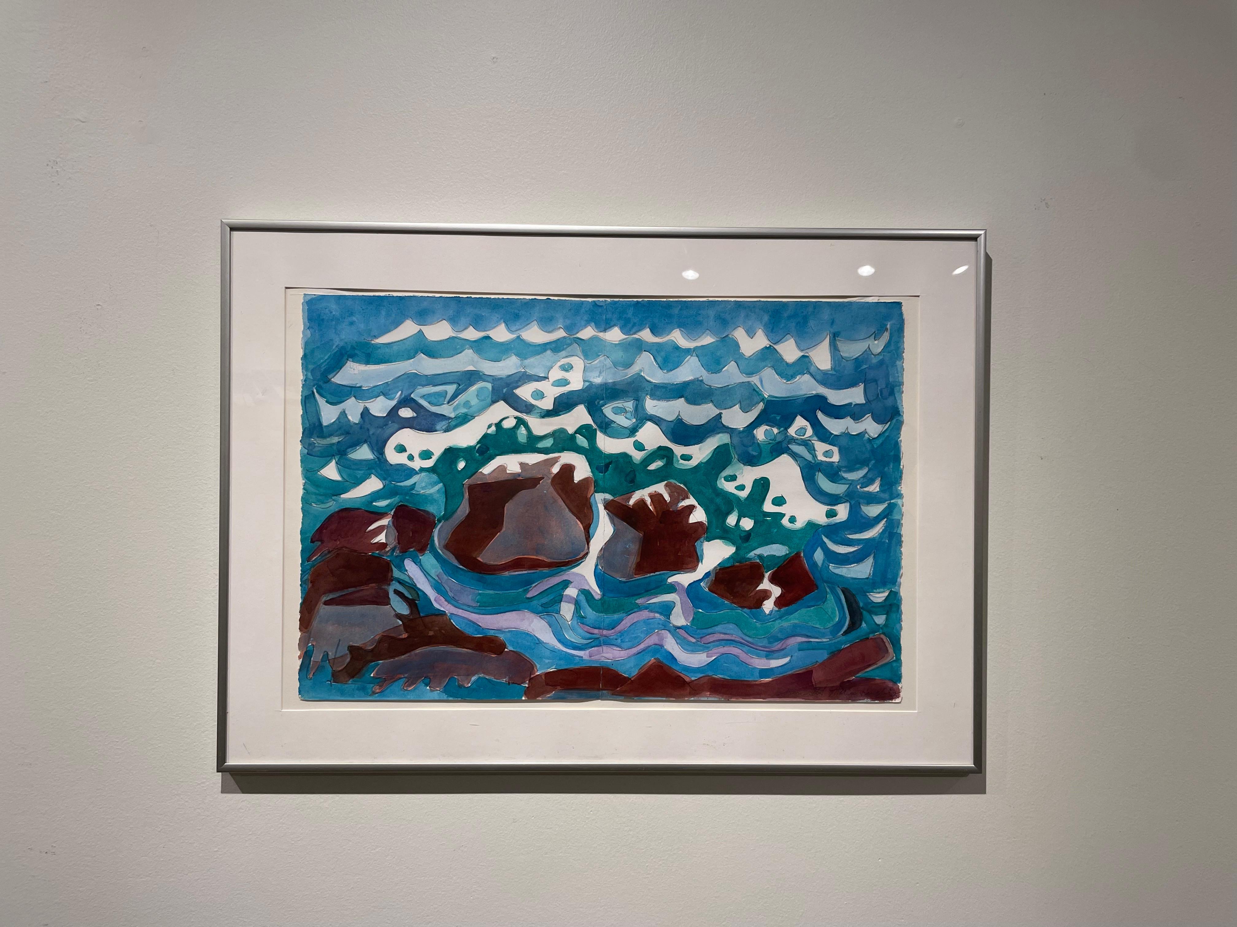 Small Craft Advisory, 20th Century Abstract Figural Seascape, Cleveland Artist For Sale 3