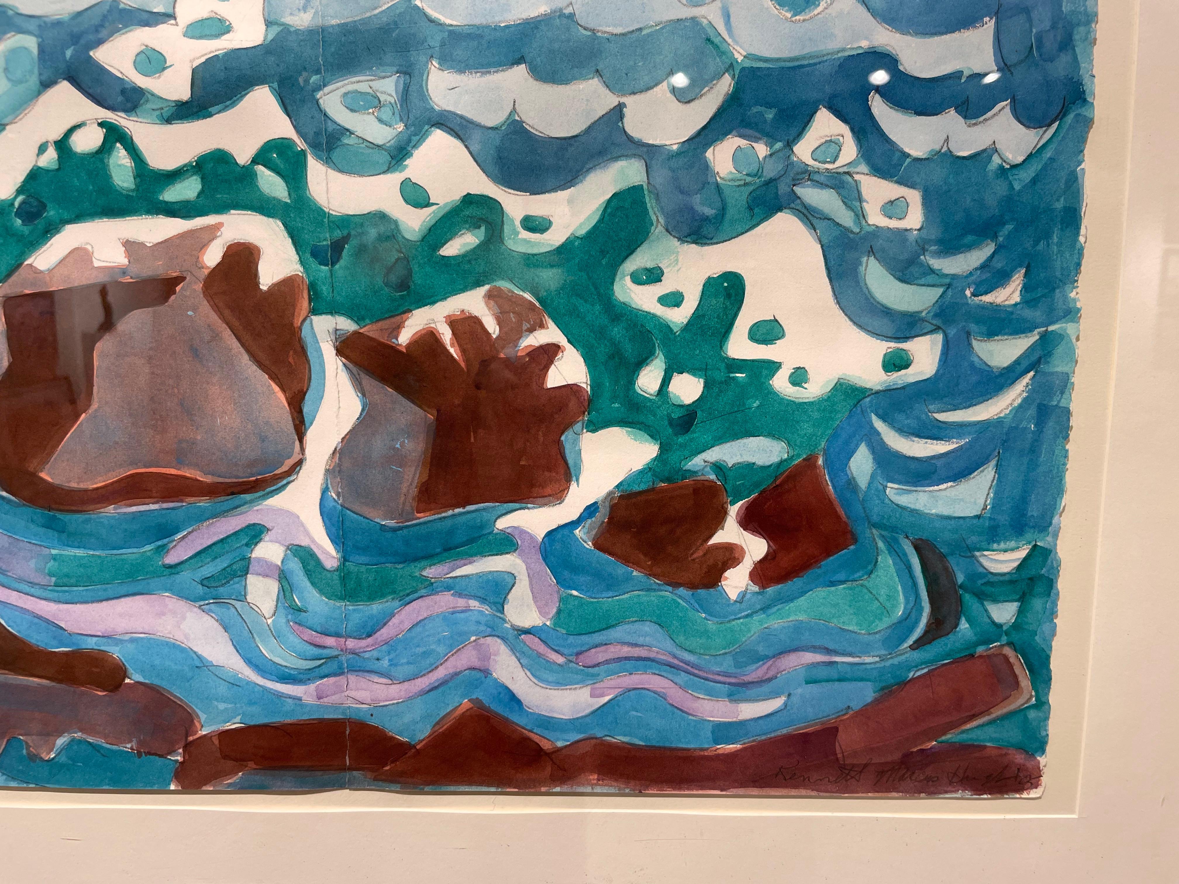 Small Craft Advisory, 20th Century Abstract Figural Seascape, Cleveland Artist For Sale 4