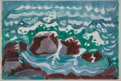 Avis sur les petits métiers, 20e siècle Abstrait Figural Seascape, Cleveland Artist