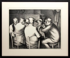 1959 ‘Card Players’, Kenneth Miller Adams American Regionalist Figurative Art