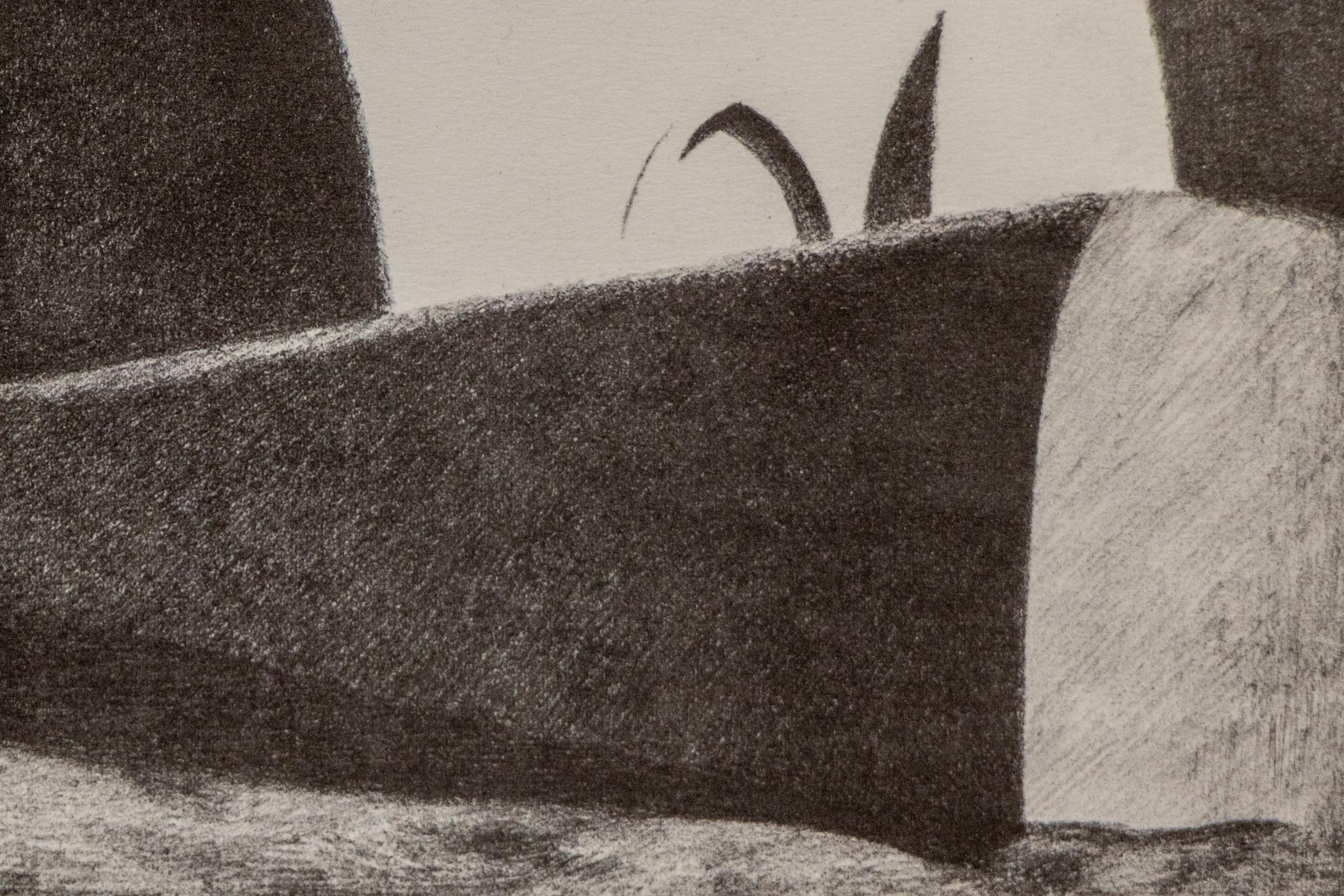 “Ranchos de Taos Church Moonlight” 1950 Lithograph by Kenneth Miller Adams For Sale 4