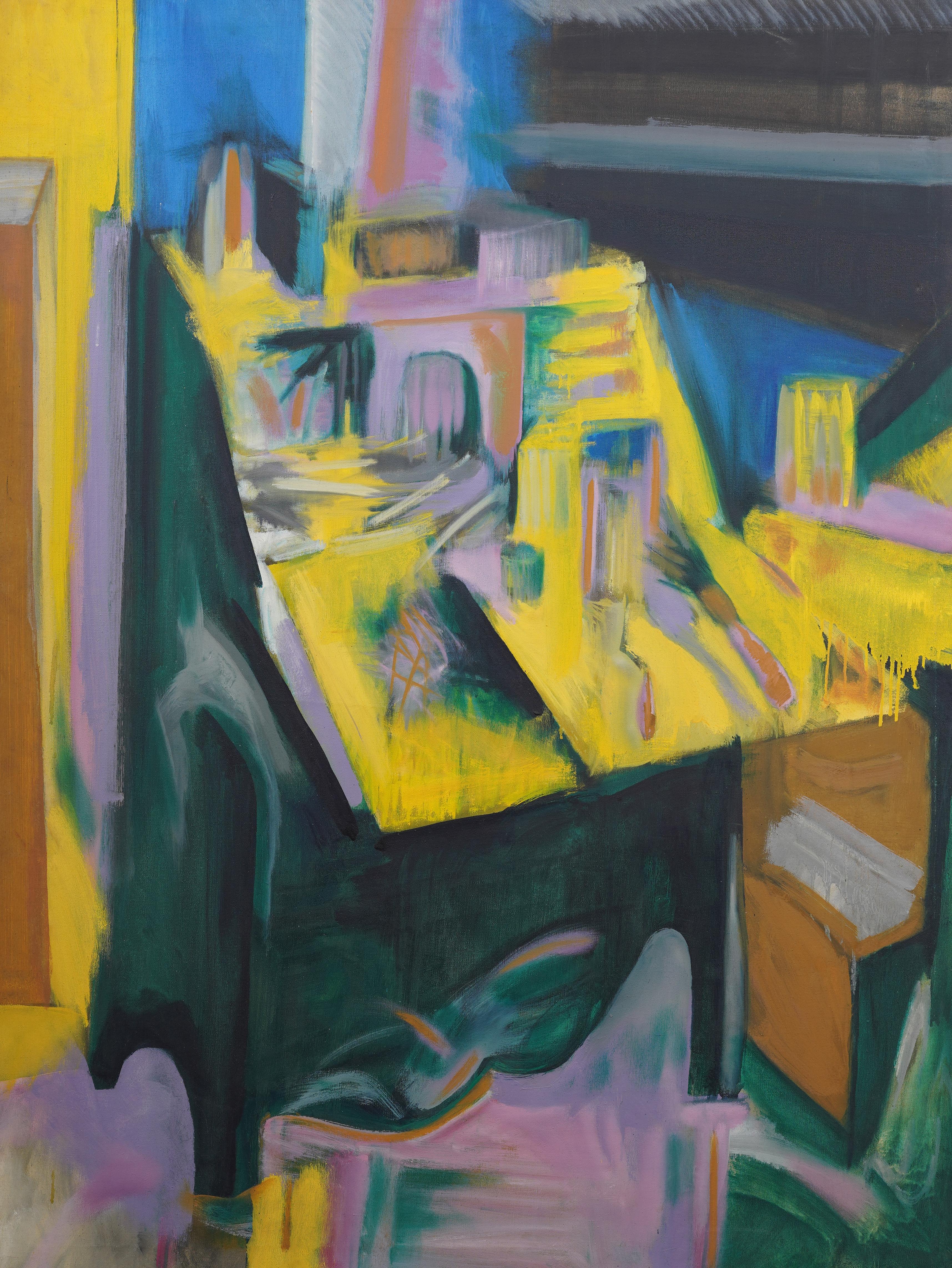Ancienne peinture à l'huile expressionniste abstraite américaine encadrée - Expressionnisme abstrait Painting par Kenneth Munowitz