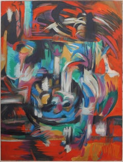 Wichtiges und großes antikes gerahmtes Ölgemälde des amerikanischen abstrakten Expressionismus