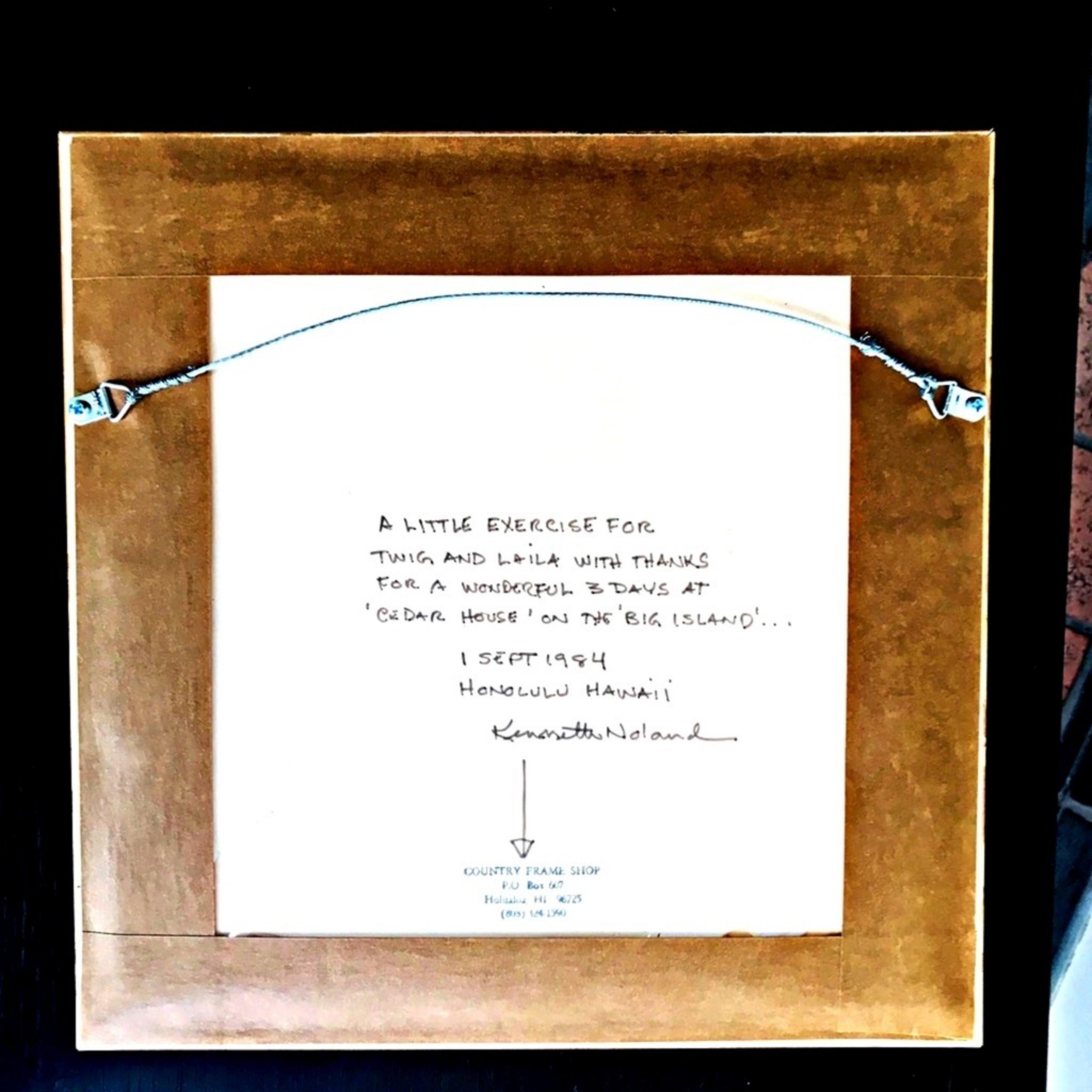 KENNETH NOLAND
Sans titre, pour les administrateurs du Musée d'art d'Honolulu, 1984
Collage mixte avec feuilles d'argent et de couleur sur carton.  
Signée au verso avec une inscription personnelle 