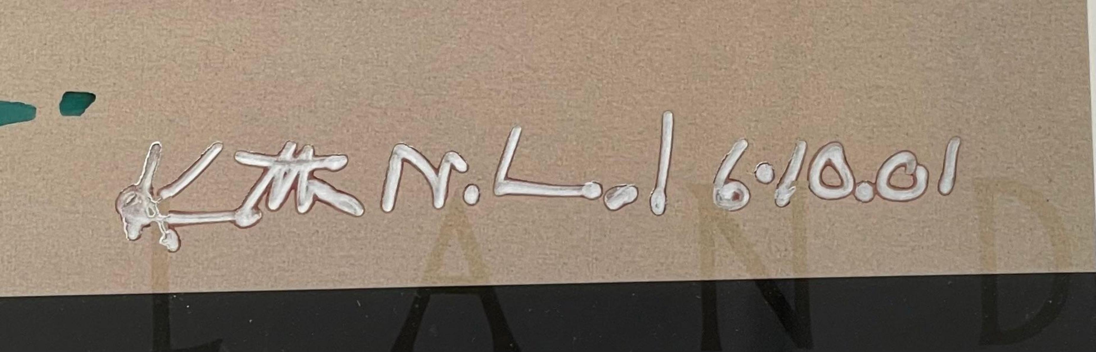 Target acrylic on paper geometric Color Field painting signed & inscribed Framed For Sale 1