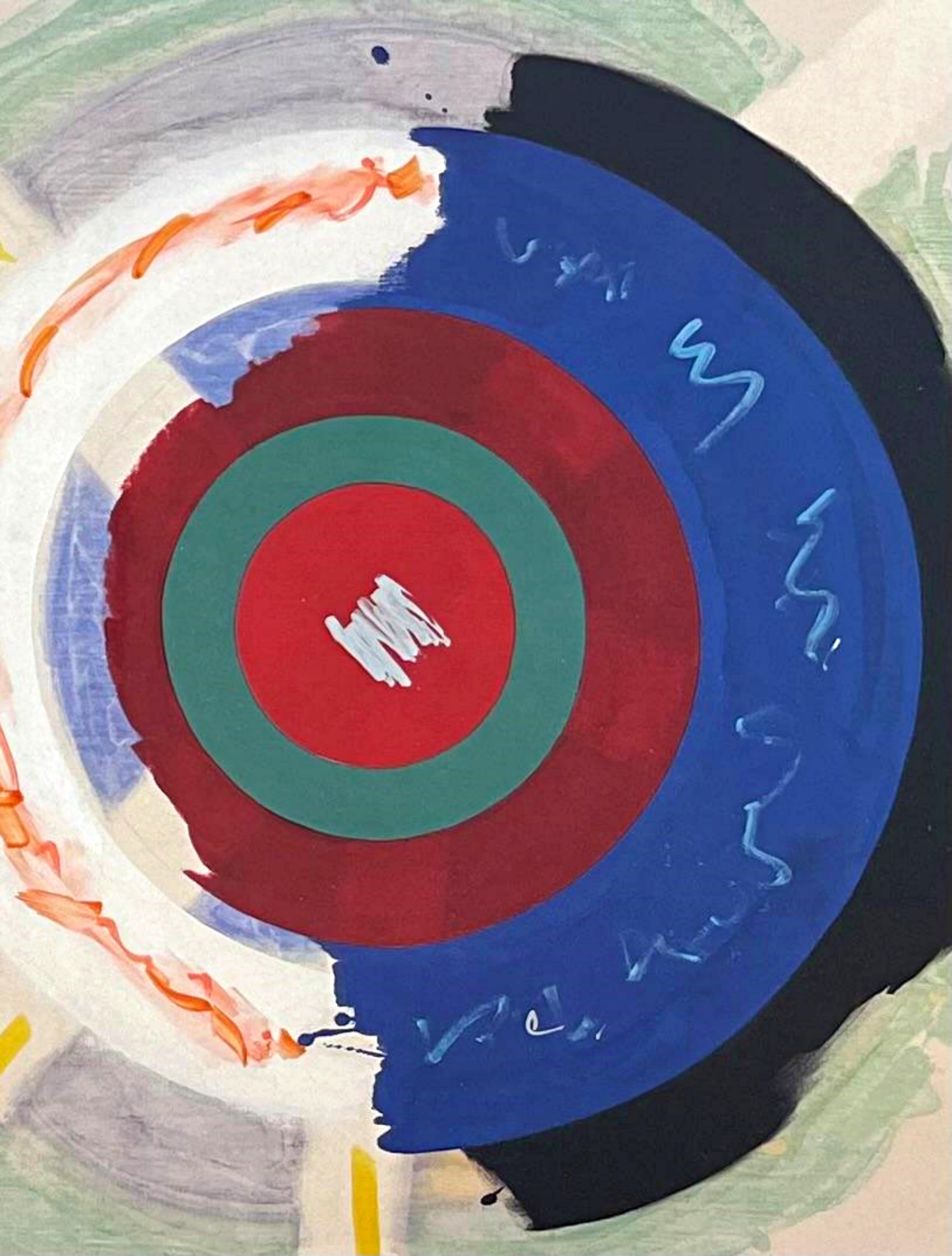 Target acrylic on paper geometric Color Field painting signed & inscribed Framed - Color-Field Painting by Kenneth Noland