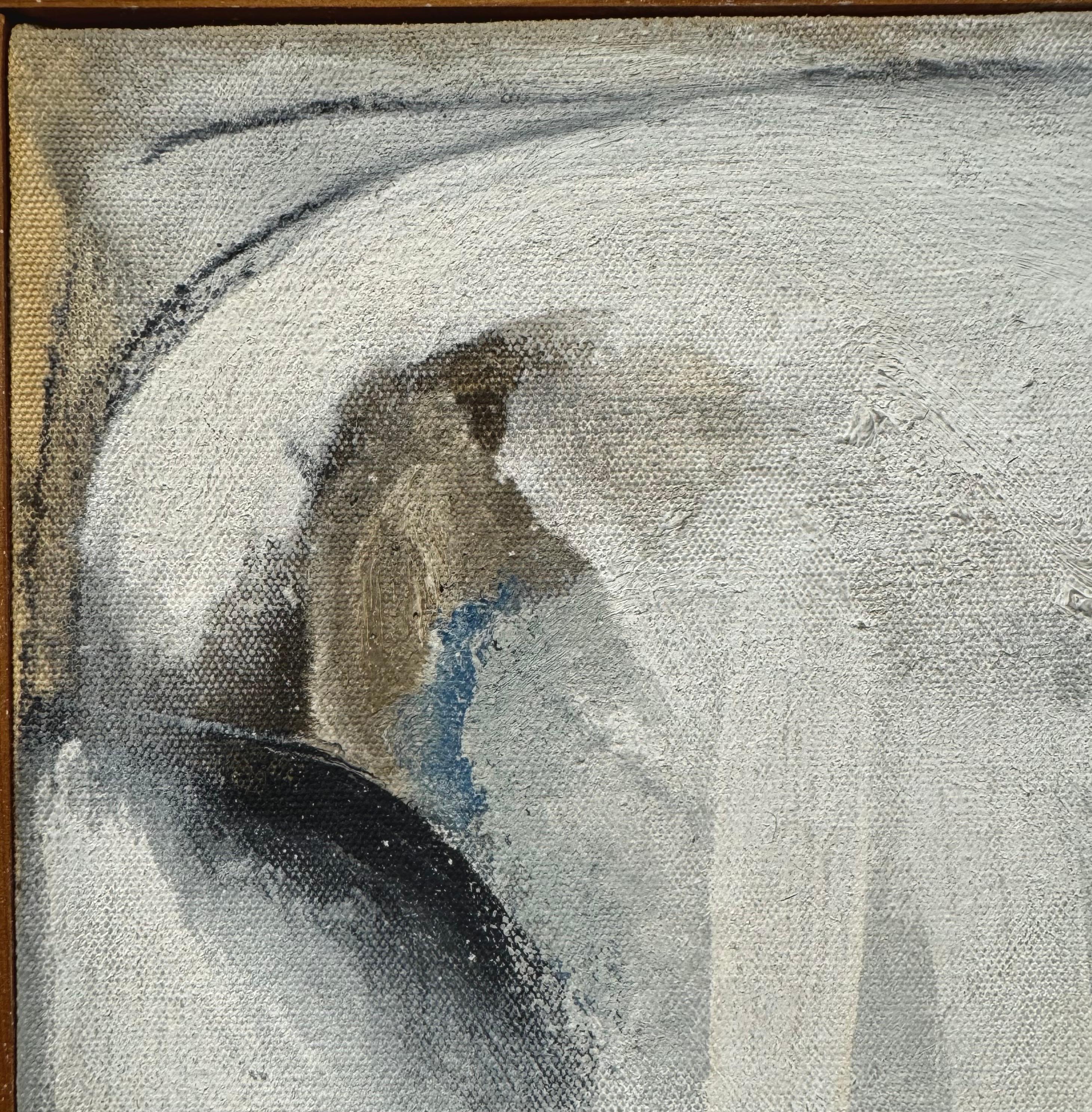 “Untitled, c. 1958” Abstract Expressionist Oil on Canvas, Signed, Original Frame - Gray Abstract Painting by Kenneth Noland