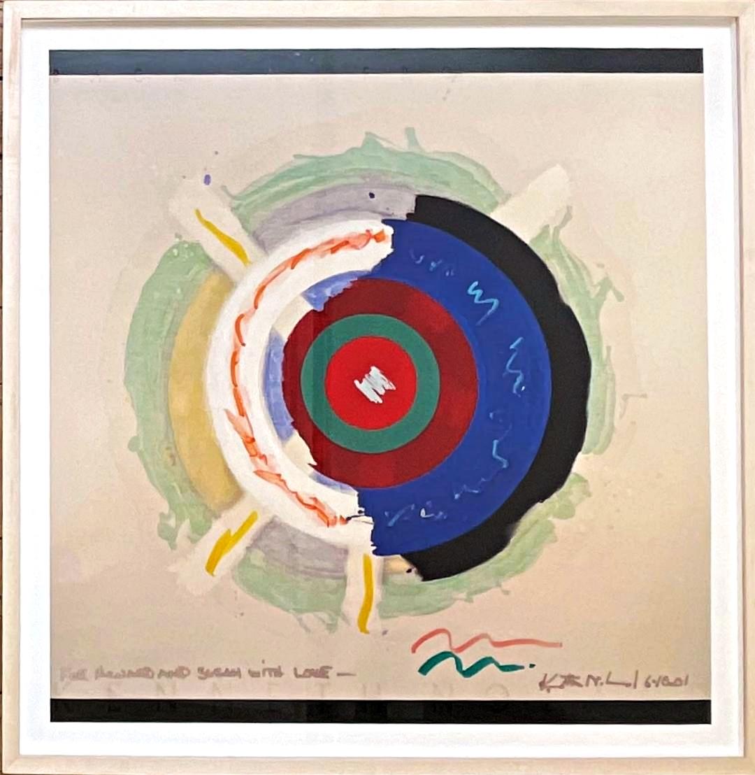 Untitled Target hand signed work on paper, unique Color Feld Abstract Geometric - Painting by Kenneth Noland