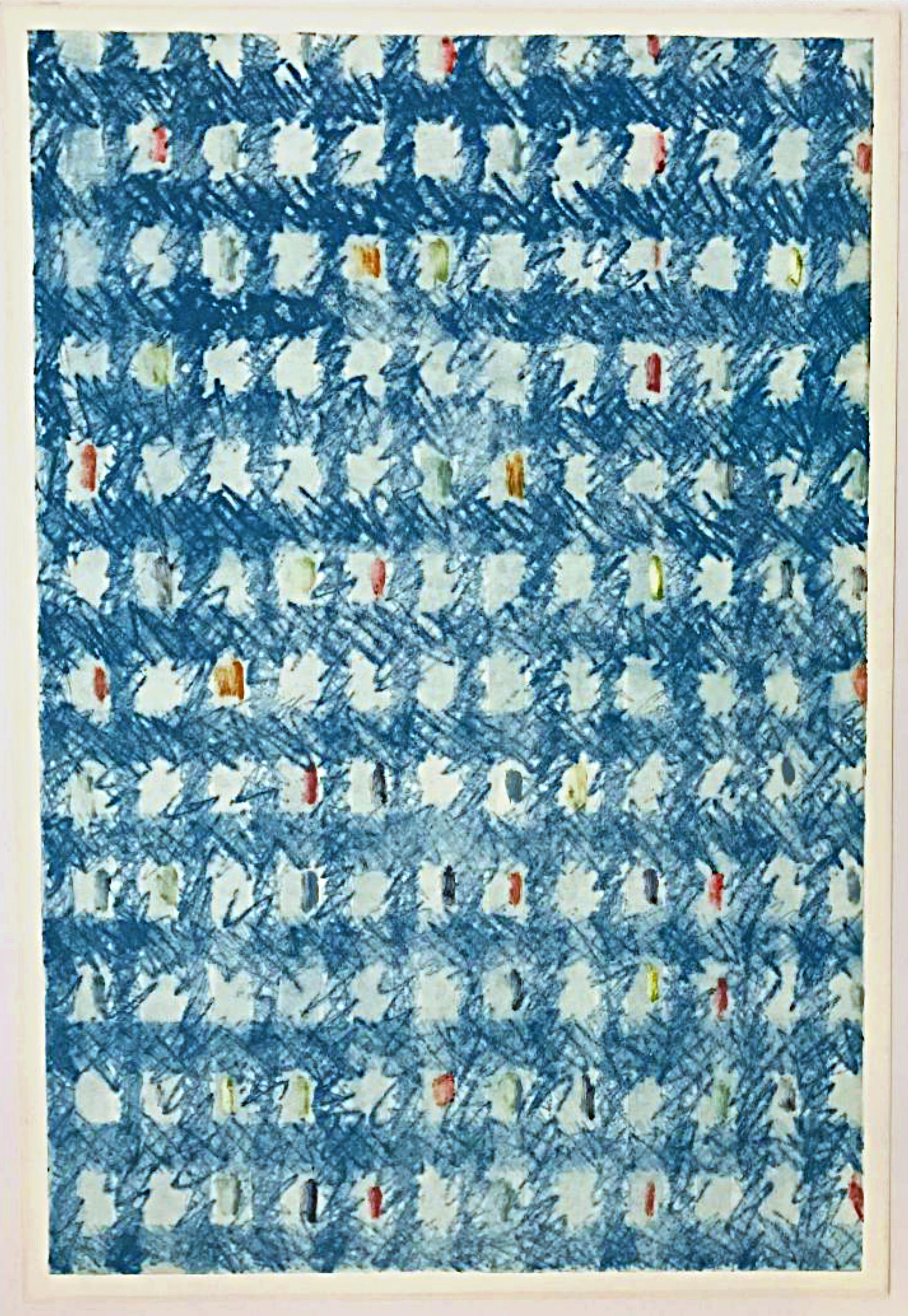 Monotypie mit handgemalter geometrischer Abstraktion des bekannten Farbfeldmalers – Art von Kenneth Noland