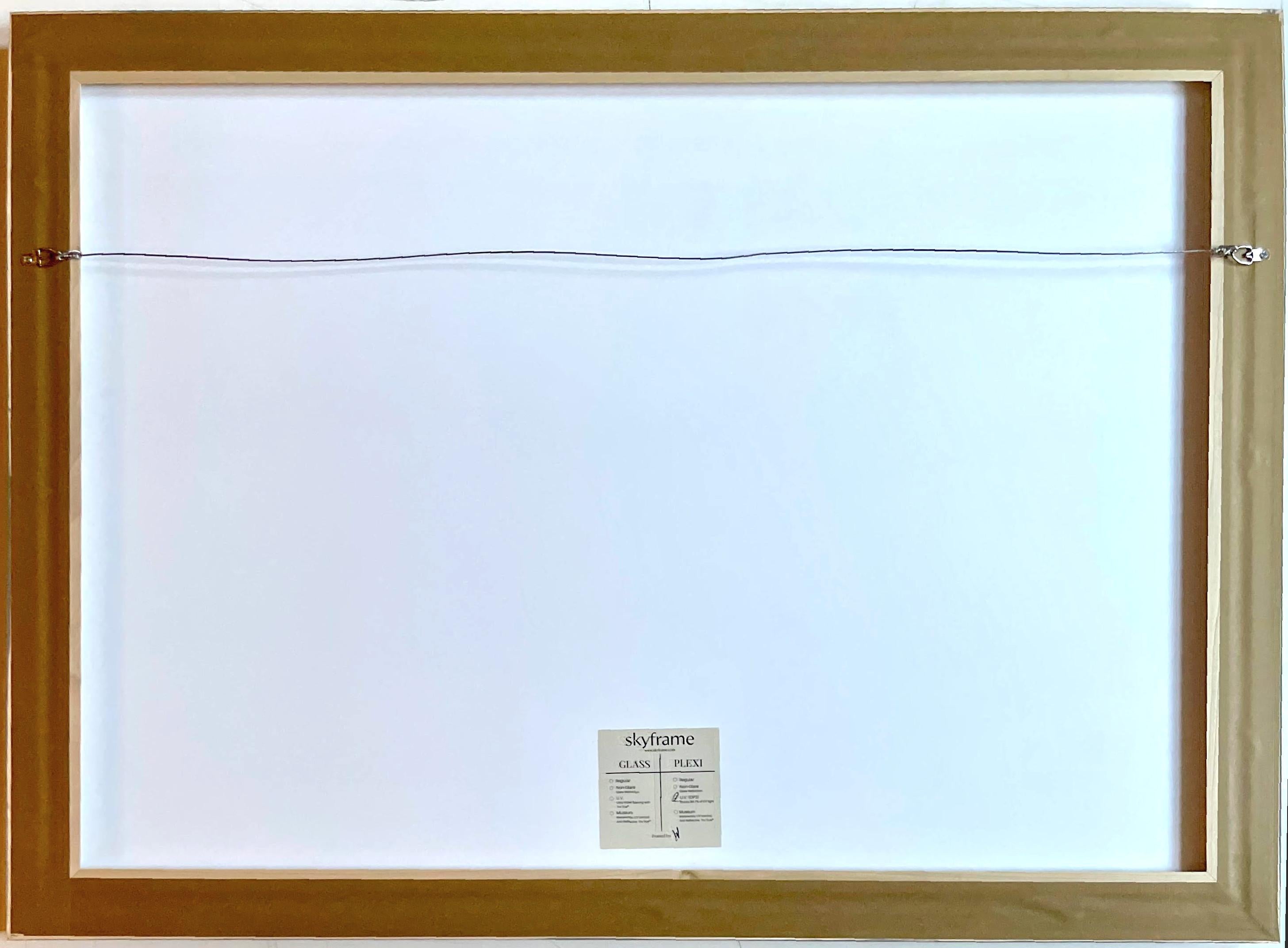 Kenneth Noland
Ojai Festival print (Deluxe signed limited edition), 1986
Offset Lithograph
Hand signed and numbered 6/100 by Kenneth Noland on lower front
Frame included:  framed in a museum quality white wood frame with UV plexiglass
One of only