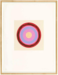 Untitled Target lithograph on hand made paper by Kenneth Noland, signed, Framed