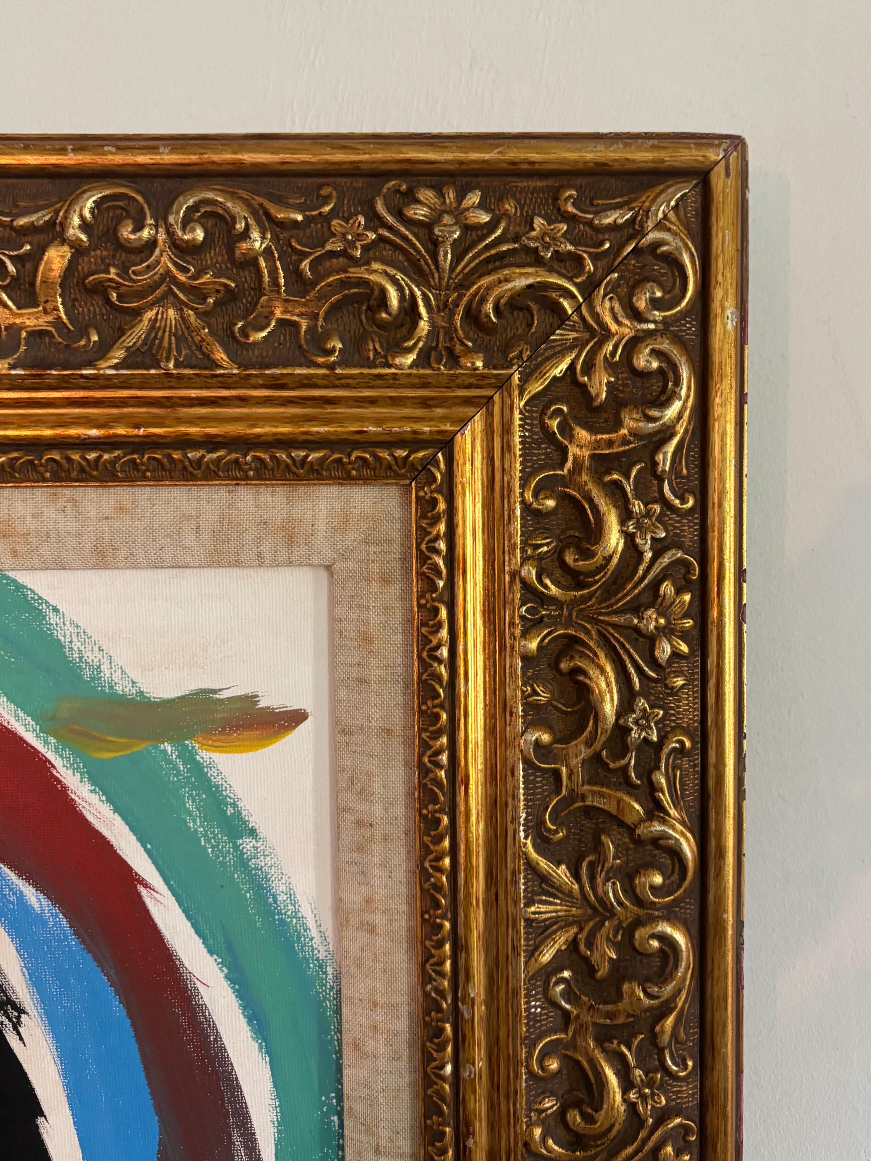 Pittura originale su tela

Firmato e datato sul retro

In una cornice dorata e decorata. 

Le dimensioni della cornice sono 28,5