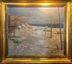 Pescatore di platesse a Barnegat Beach, N.J.