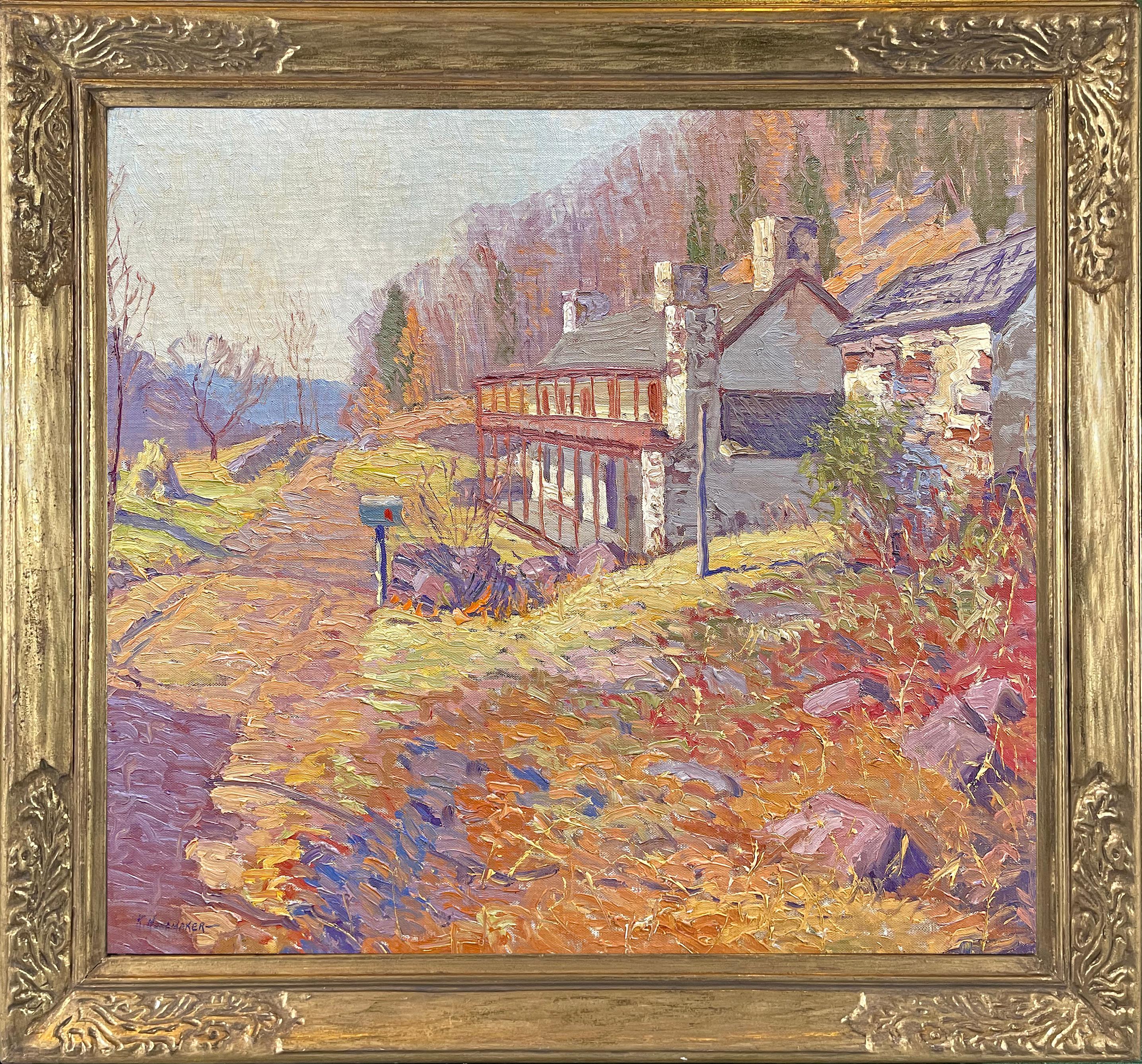 House in Center Bridge - Painting by Kenneth Nunamaker