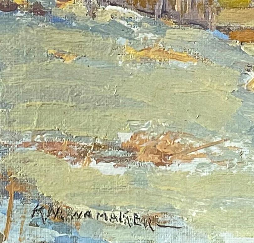 House in Center Bridge, Haus (Amerikanischer Impressionismus), Painting, von Kenneth Nunamaker