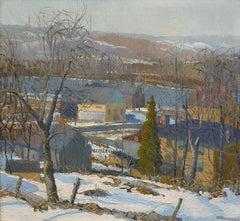 Antique Snowy Winter Landscape on the Delaware