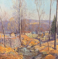 The Village of Center Bridge , Pennsylvania Impressionist Regional Landscape