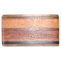 1970s Kenneth Reid New Mexico Urban Cowboy Brass and Wood Stripe Belt Buckle