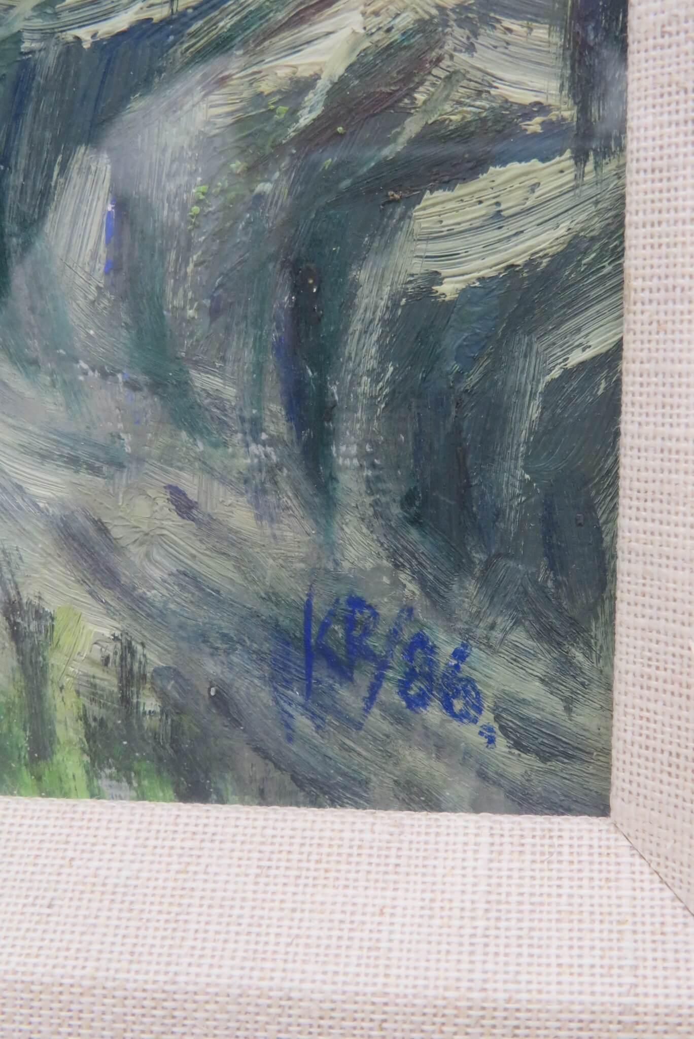 Kenneth Roberts (1932-1995) SCOTTISH FARMHOUSE Oil Painting DUNDEE INT. signed For Sale 3