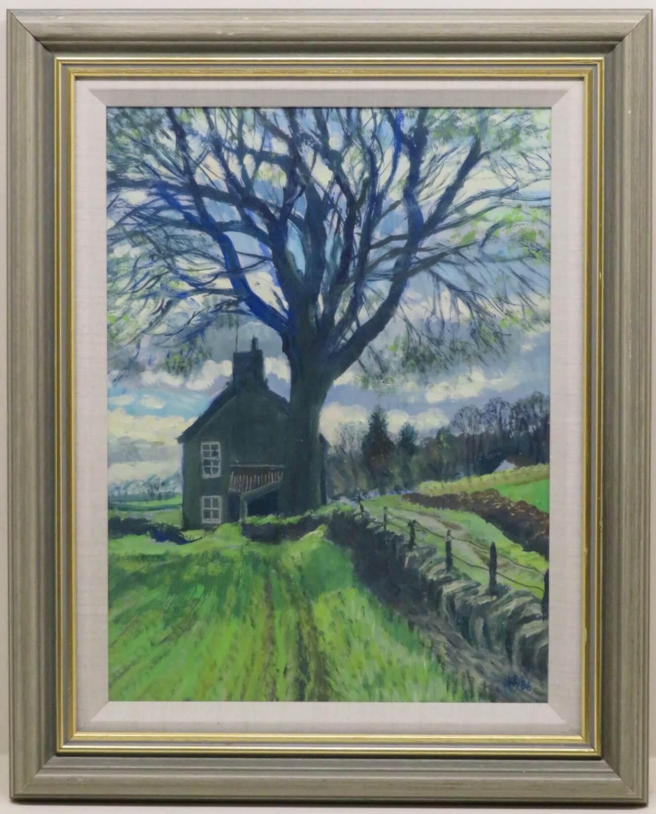 ARTIST: Kenneth Roberts (1932-1995) Scottish
TITLE: "A Hint Of Spring, Berryhill"
SIGNED: lower left
MEDIUM: oil on board
SIZE: 51cm x 42cm incl frame
CONDITION: excellent
DETAIL: Kenneth Roberts was a painter and teacher, born in Applegate,
