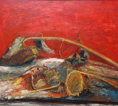 Sunflower Heads - British Surreal fifties floral art oil painting flowers