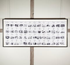 Alfabeto - Serigrafia monocromatica orizzontale modernista su cotone