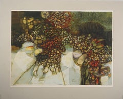 Mid Century Serigraph Abstracted Landscape "Early Snow" Signed