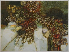 Mid Century Serigraph Abstracted Landscape "Early Snow" Signed