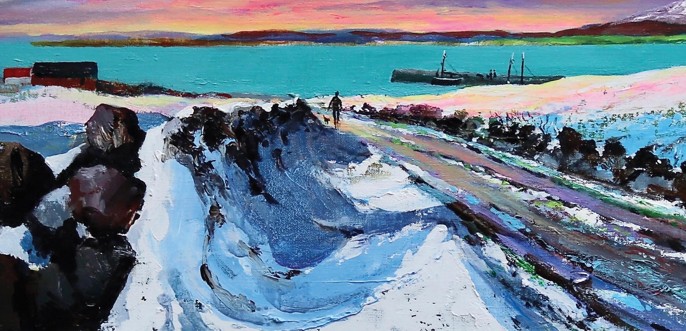 Il risveglio dell'inverno - Landscape Painting Grigio di Kenneth Webb