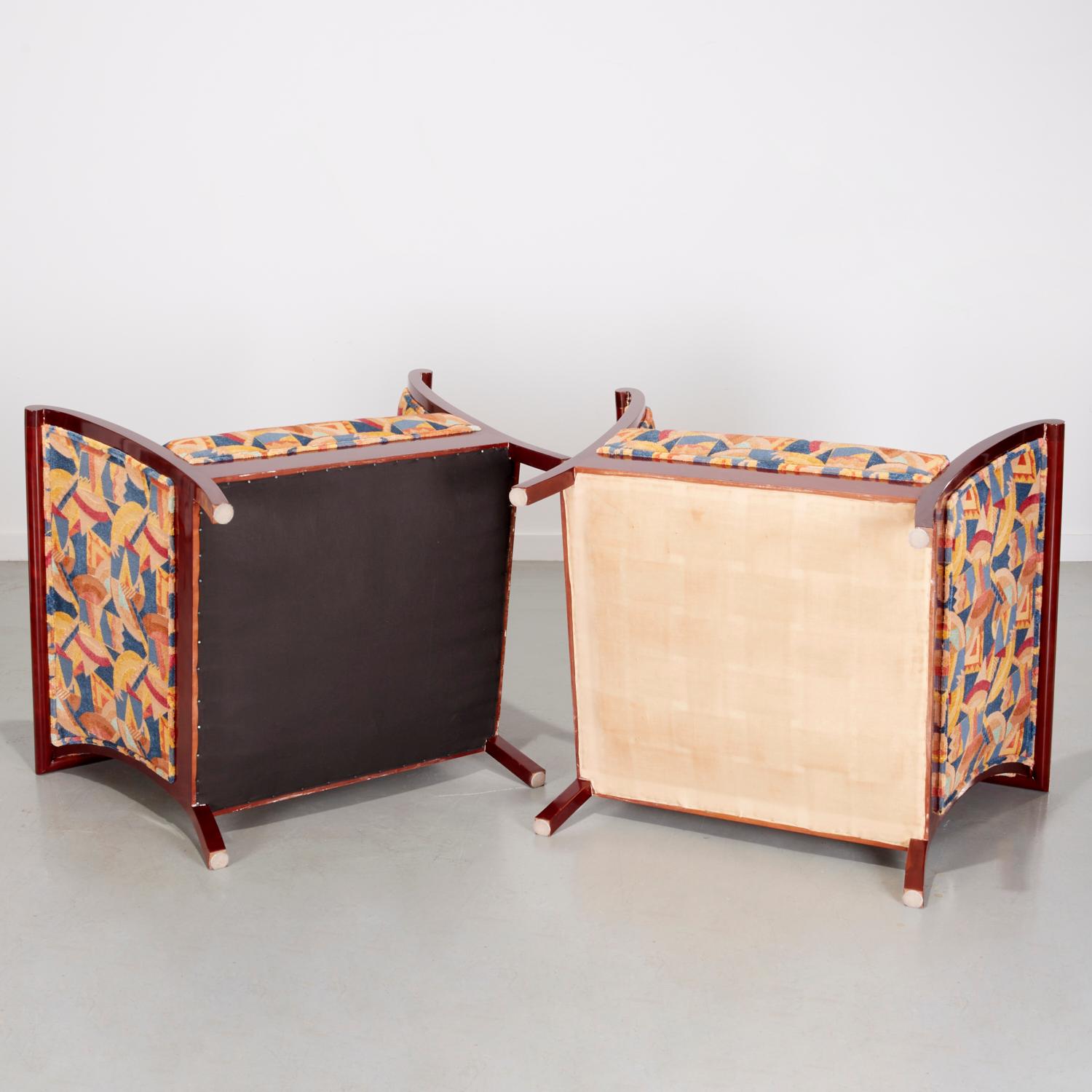 Kenneth Winslow Club Chairs in Deco Inspired Clarence House Cut Velvet Jacquard 3